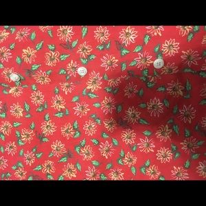 Red Floral Button Down Top